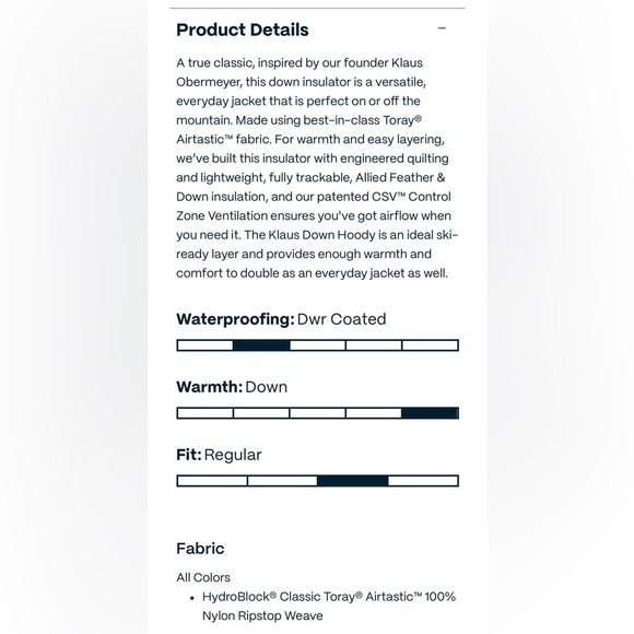 NWT Obermeyer Klaus 800FP down jacket 2XL spark - Picture 3 of 14